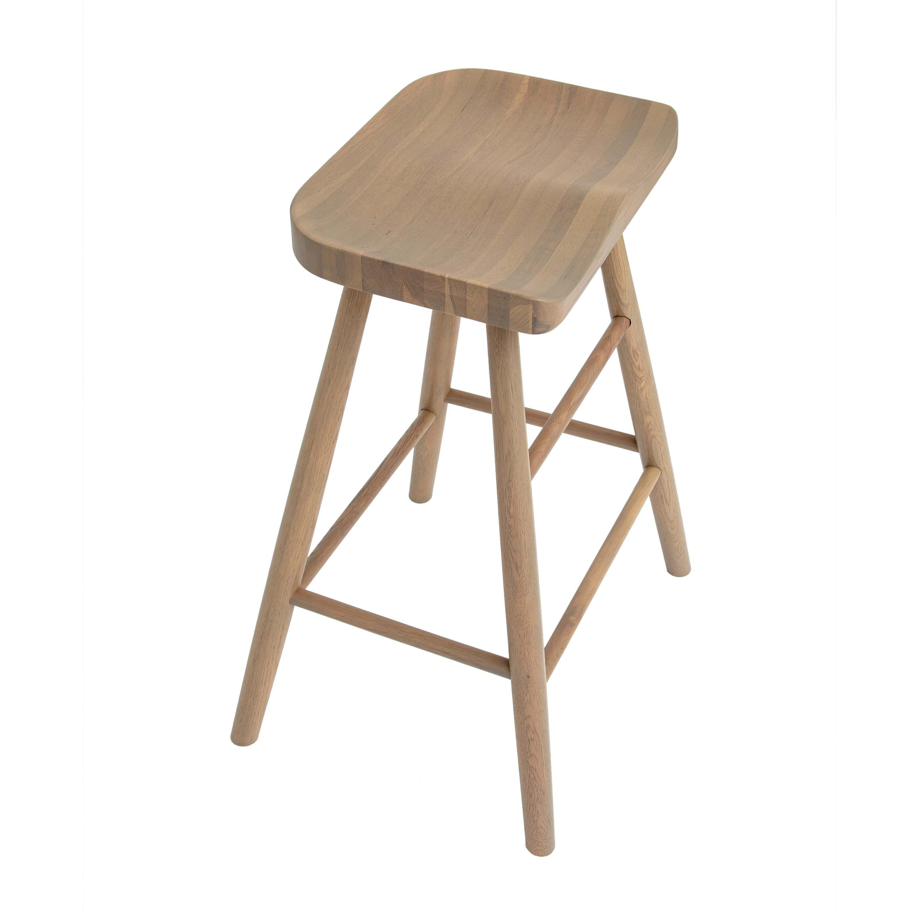 Loxwood Counter Height Bar Stool, Solid Oak Grey by Dunelm