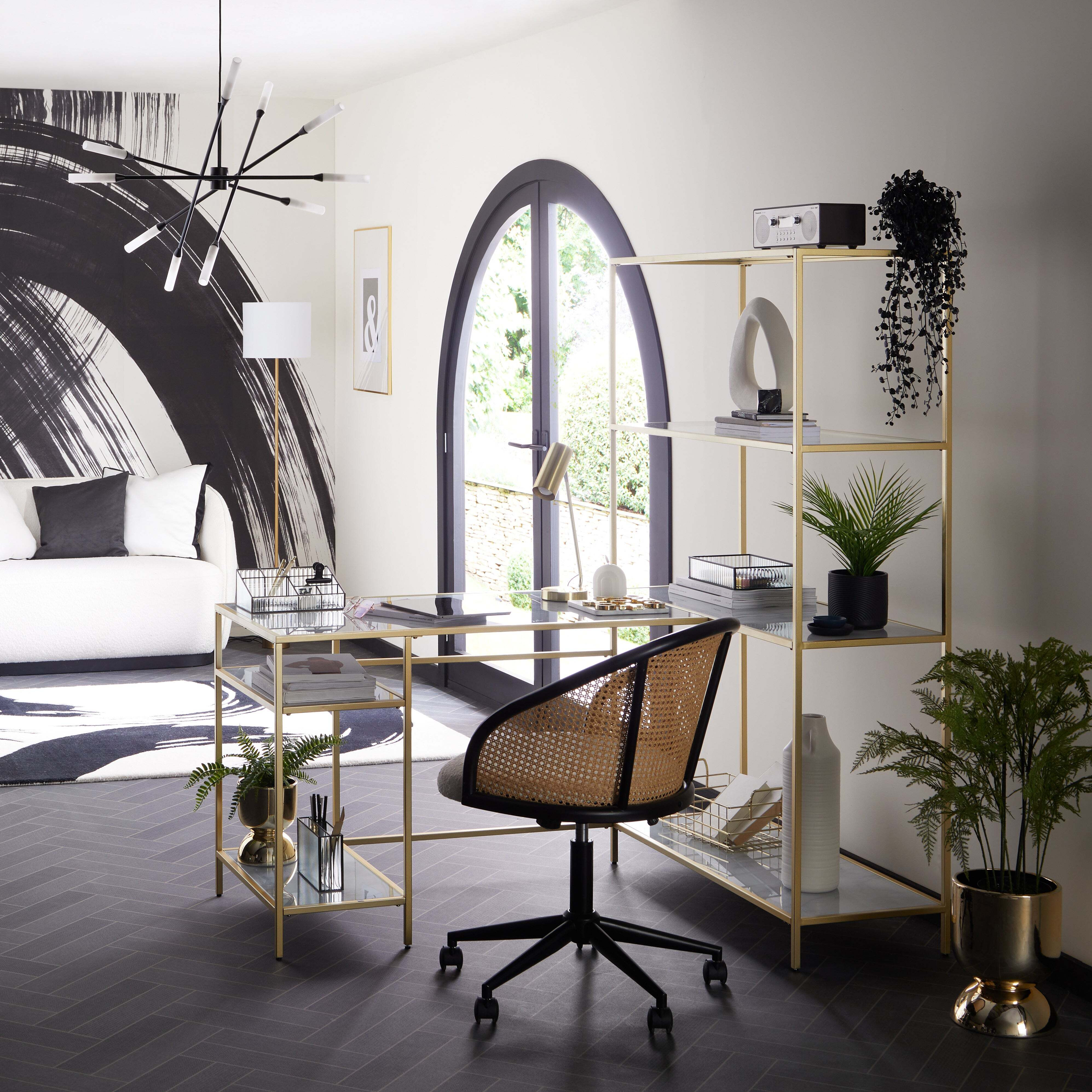 Claudia Gold Effect Corner Ladder Desk Gold by Dunelm