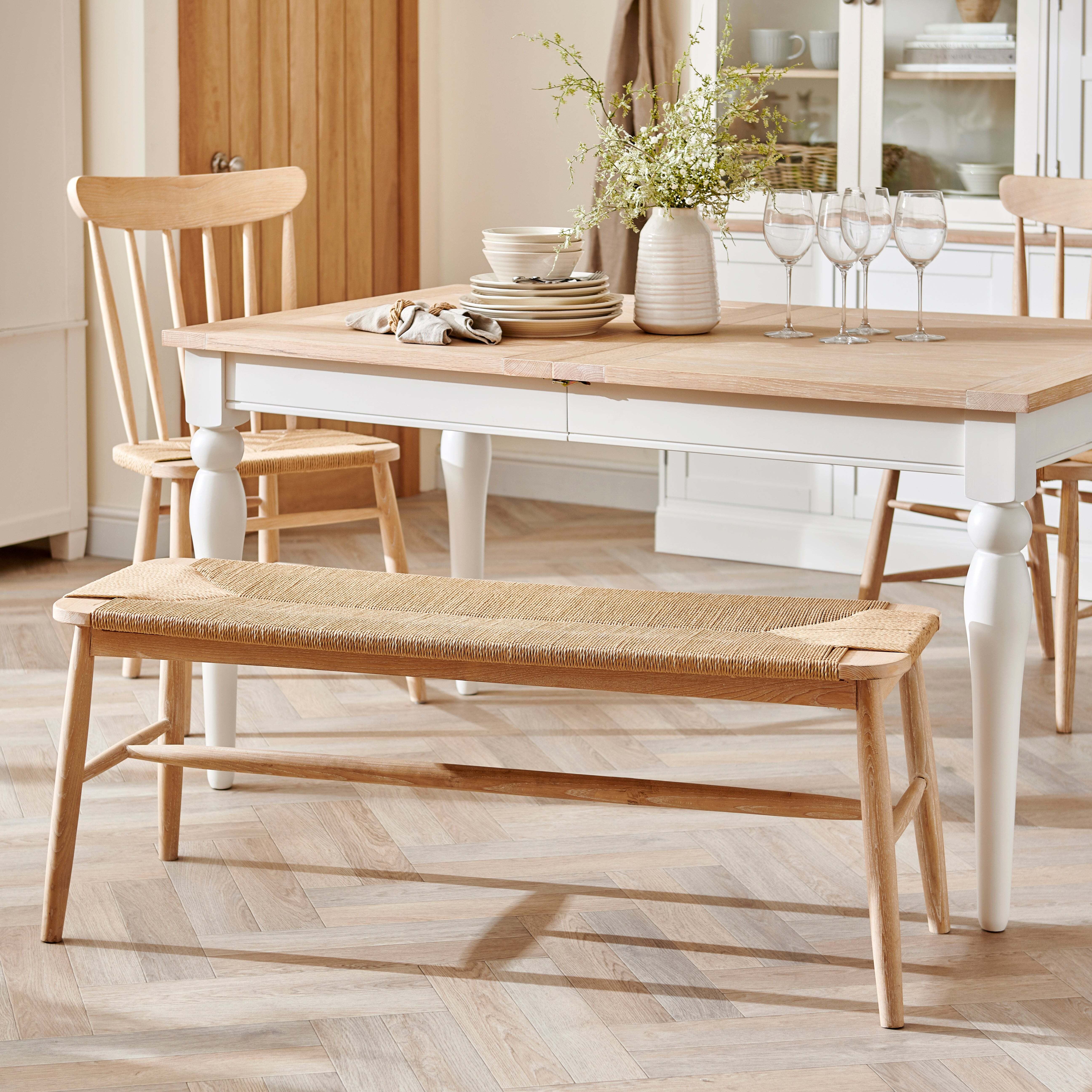 Churchgate Spindle 2 Seater Dining Bench, Natural Ash Wood White