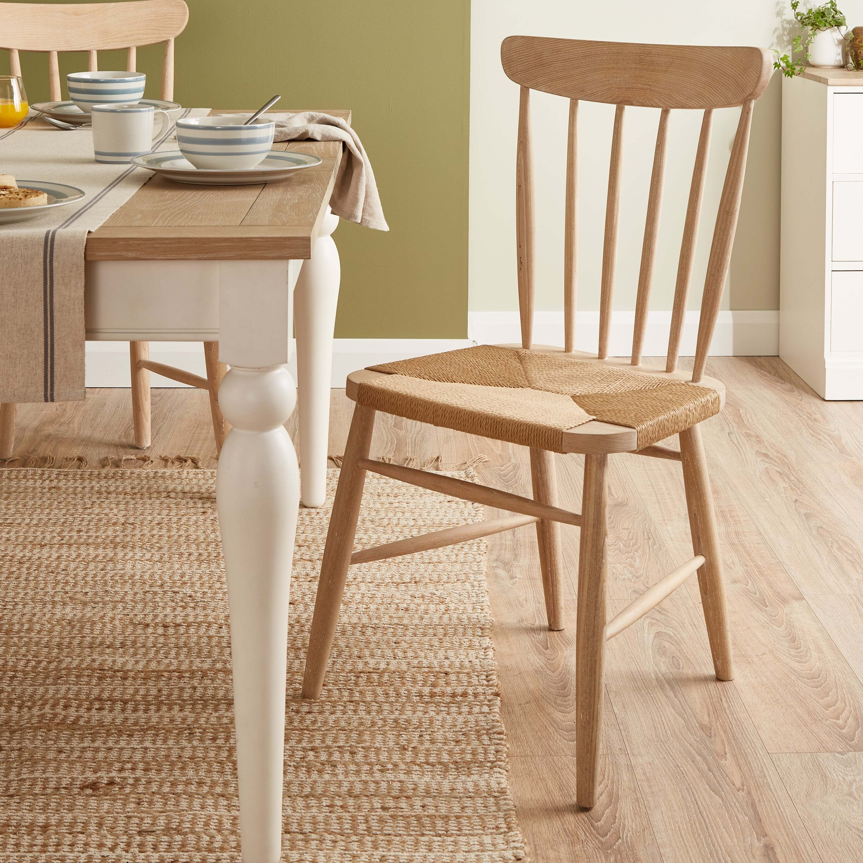 Churchgate Set of 2 Dining Chairs, Ash Wood White by Dunelm | ufurnish.com