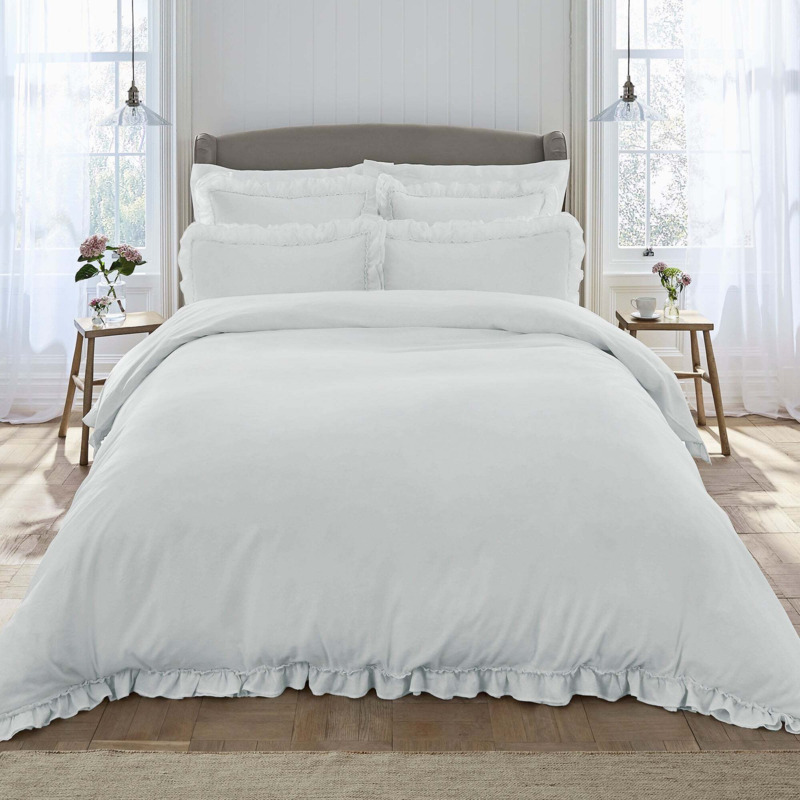 Dorma Purity Cavendish Duvet Cover and Pillowcase Set White by Dunelm