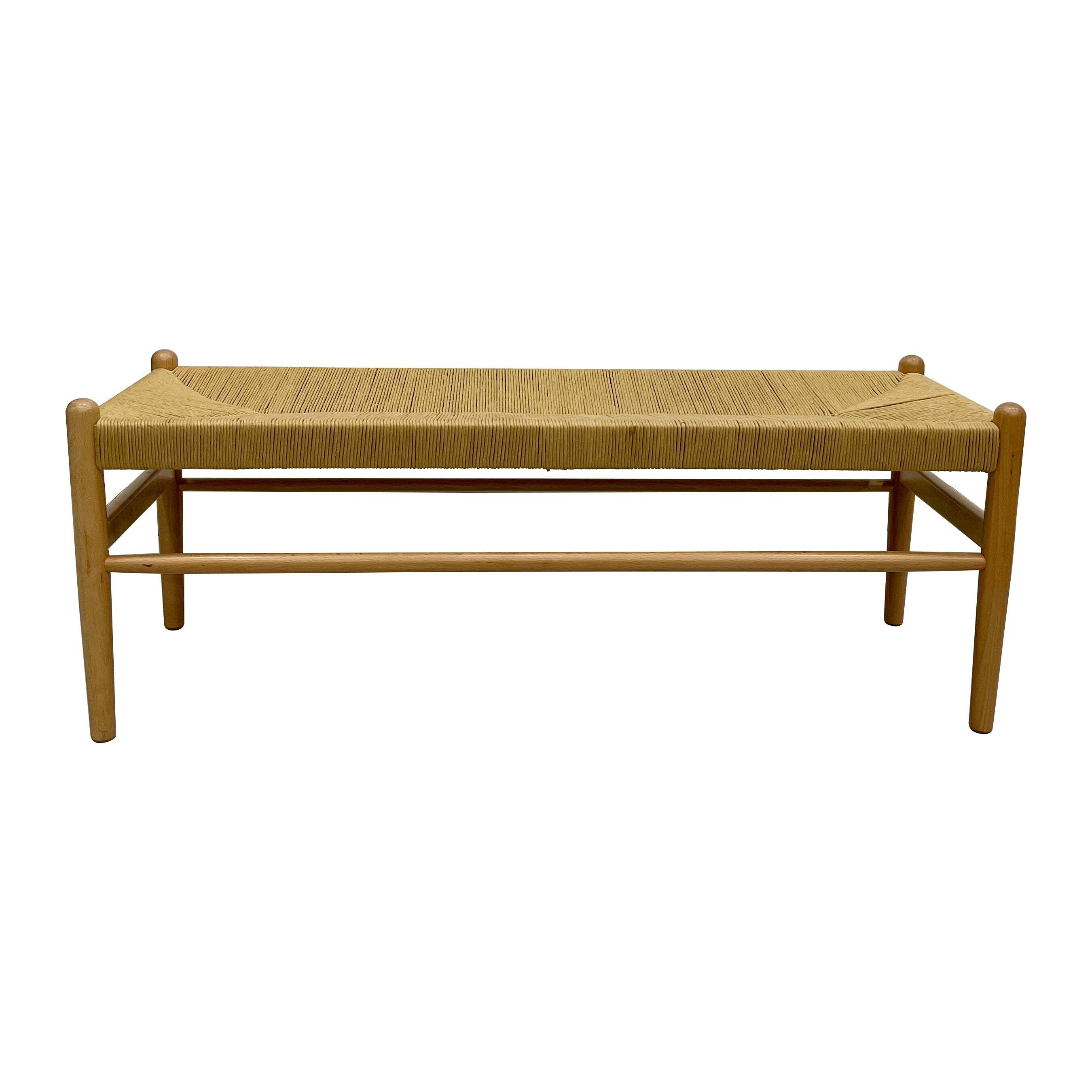 Lara Wishbone 2 Seater Dining Bench, Beech Wood Natural by Dunelm