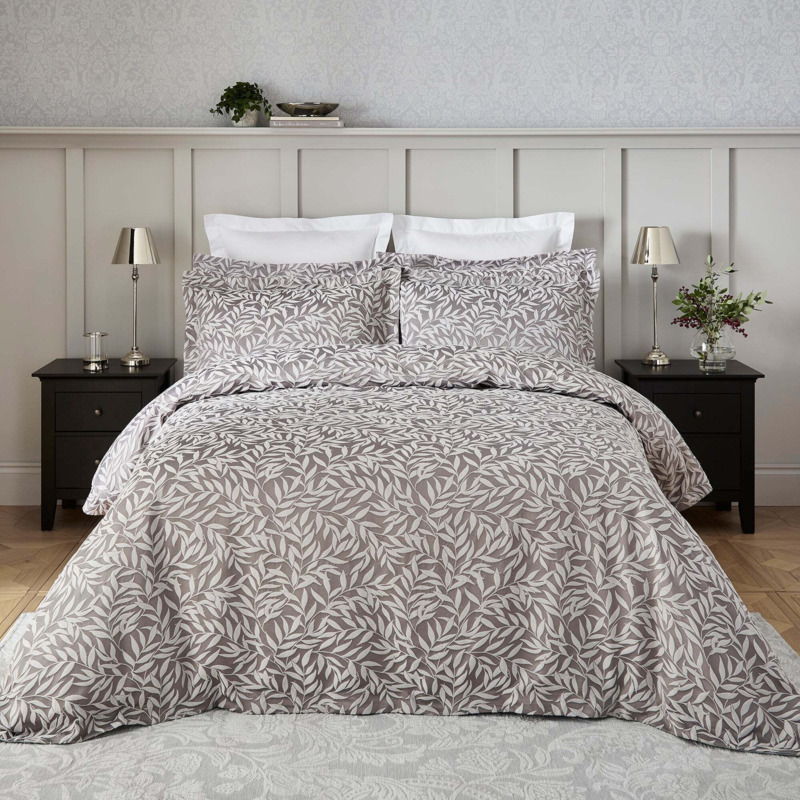 Dorma Willow Leaf Duvet Cover and Pillowcase Set Grey by Dunelm