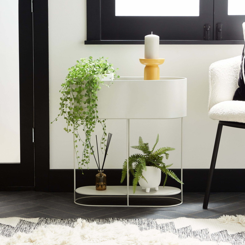 Metal Plant Wide Stand 60cm Grey by Dunelm