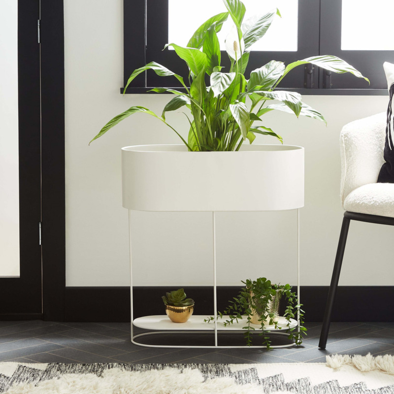Metal Plant Wide Stand 60cm White by Dunelm