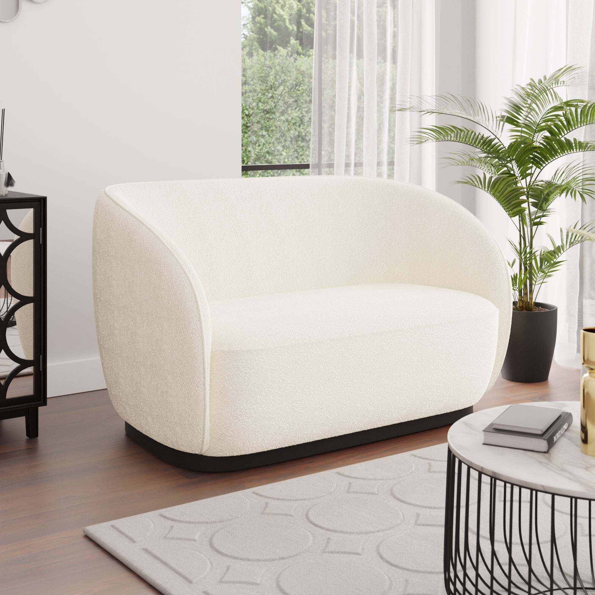Arlo Boucle 2 Seater Sofa Ivory by Dunelm