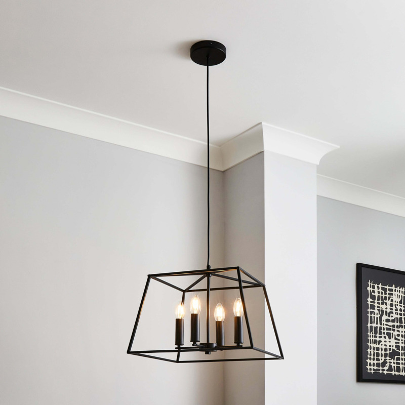 Houston 4 Light Ceiling Fitting Black by Dunelm | ufurnish.com