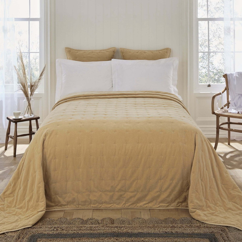 Dorma Adeena Buttermilk Bedspread Brown by Dunelm