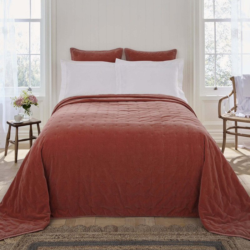Dorma Adeena Terracotta Bedspread Cream by Dunelm
