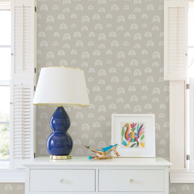 Nu Wall Self Adhesive Neutral Rainbow Wallpaper Natural by Dunelm