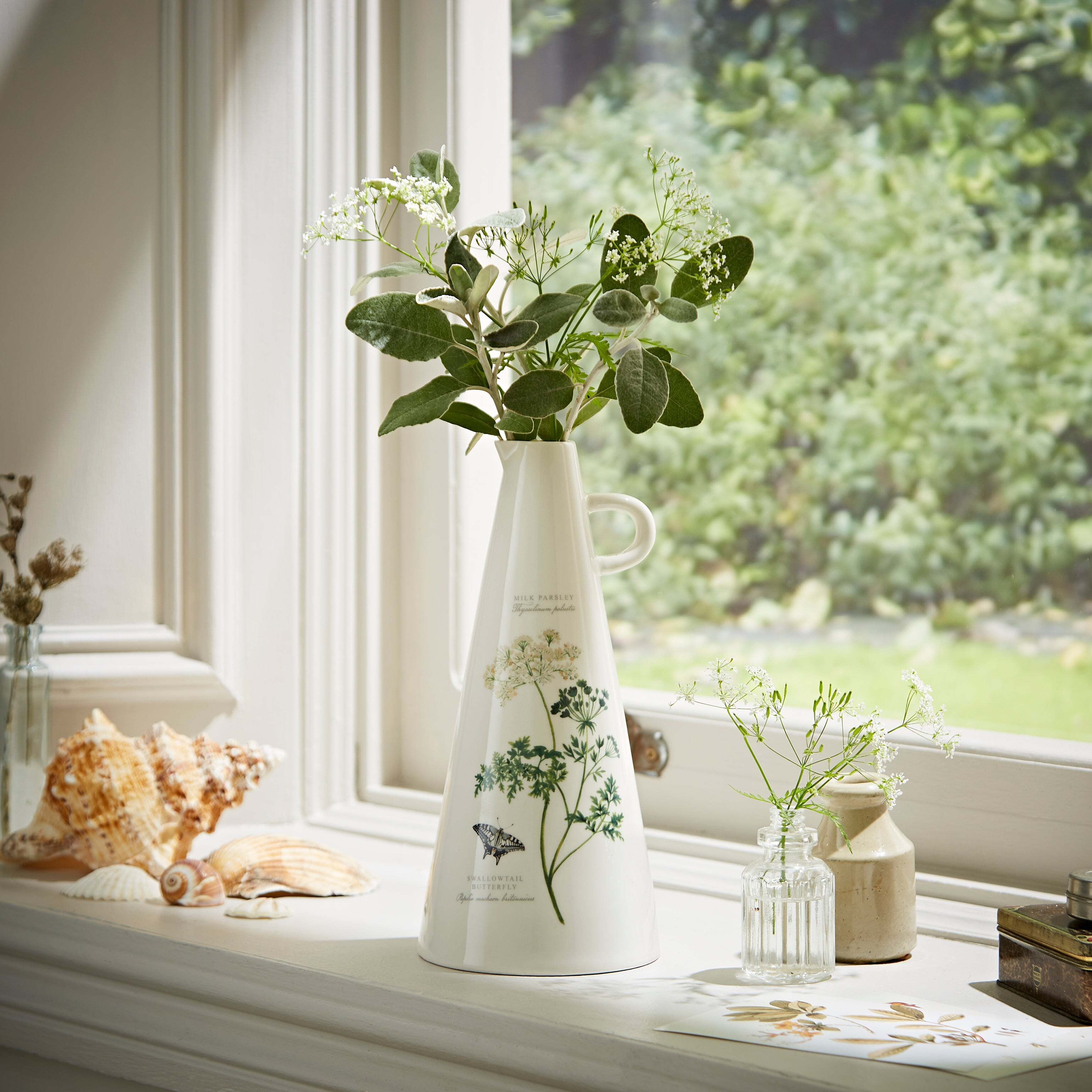 Milk Parsley Ceramic Tall Vase 25cm MultiColoured by Dunelm