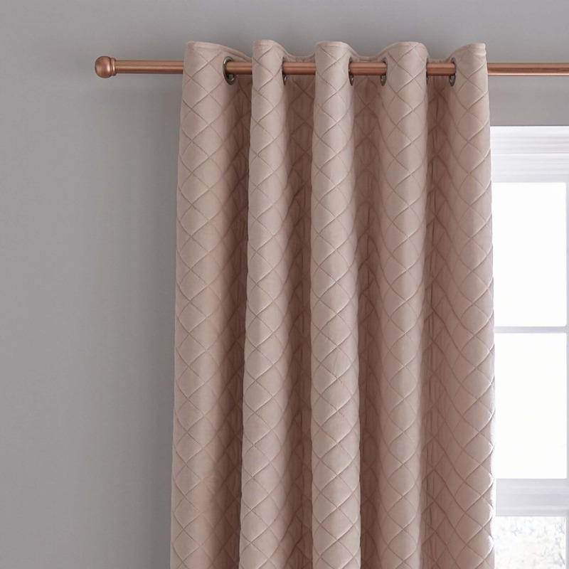 Catherine Lansfield So Soft Luxe Velvet Blush Thermal Eyelet Curtains Blush by Dunelm