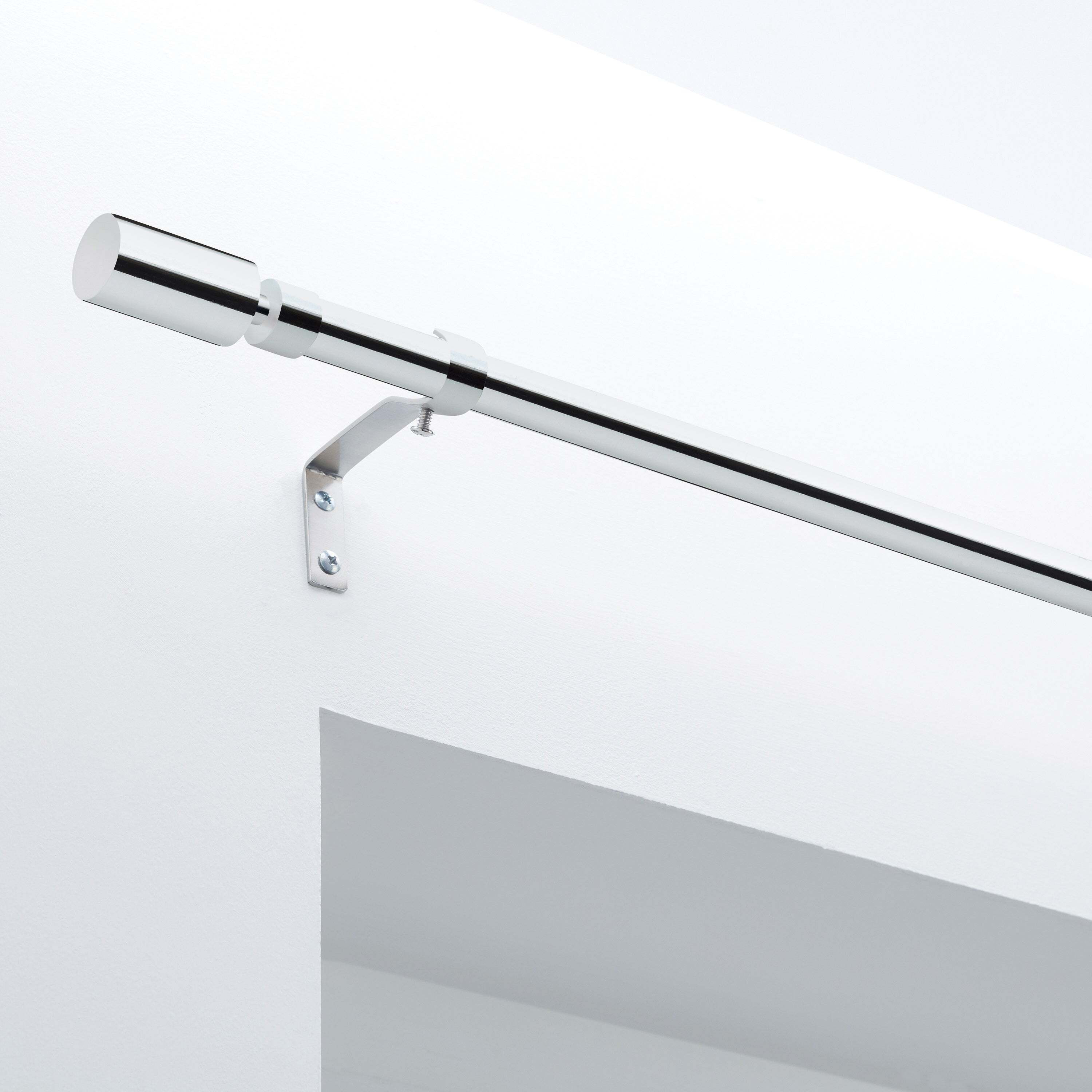 Barrel Metal Extendable Eyelet Curtain Pole 16/19mm Chrome by Dunelm