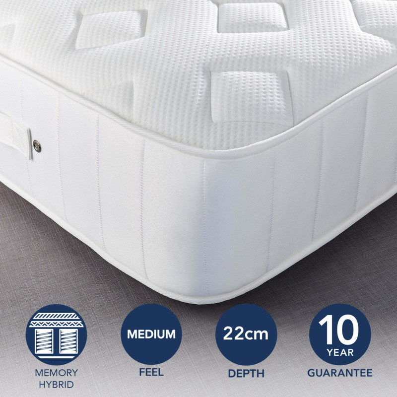 Fogarty Dreamy Comfort Memory Foam Top 1000 Pocket Sprung Mattress White by Dunelm