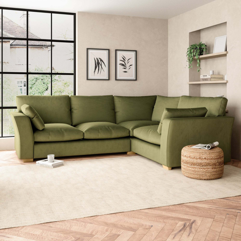 Blakeney Corner Sofa Green by Dunelm