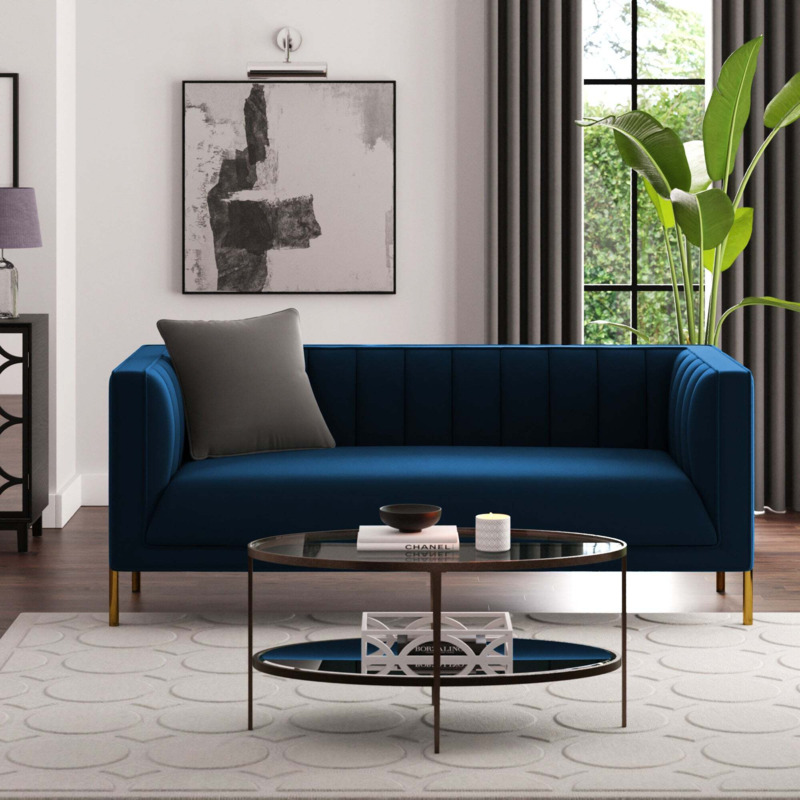 Bellamy Luxe Velvet 2 Seater Sofa Luxe Navy by Dunelm