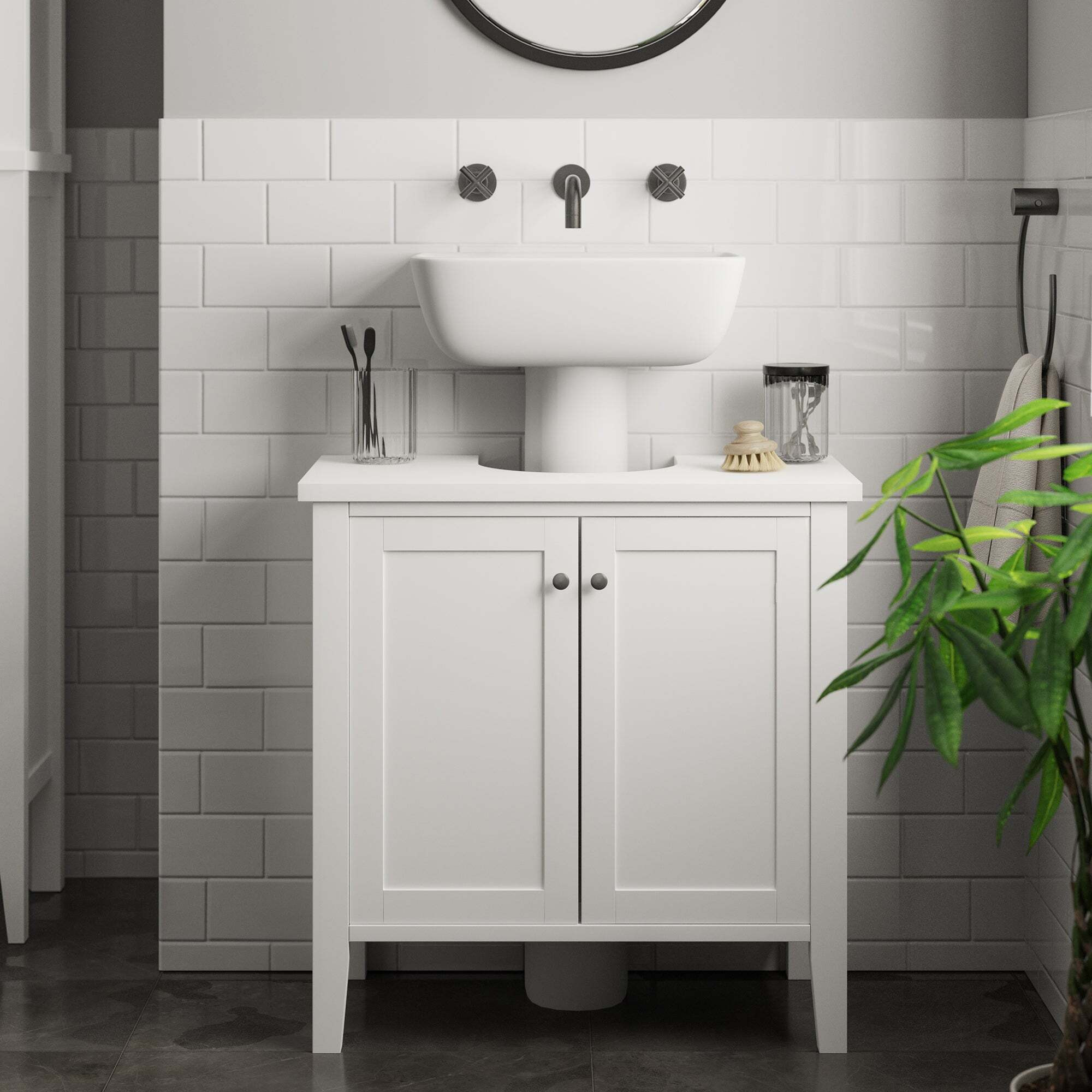 Lynton White Compact Bathroom Under Sink Unit White by Dunelm ...