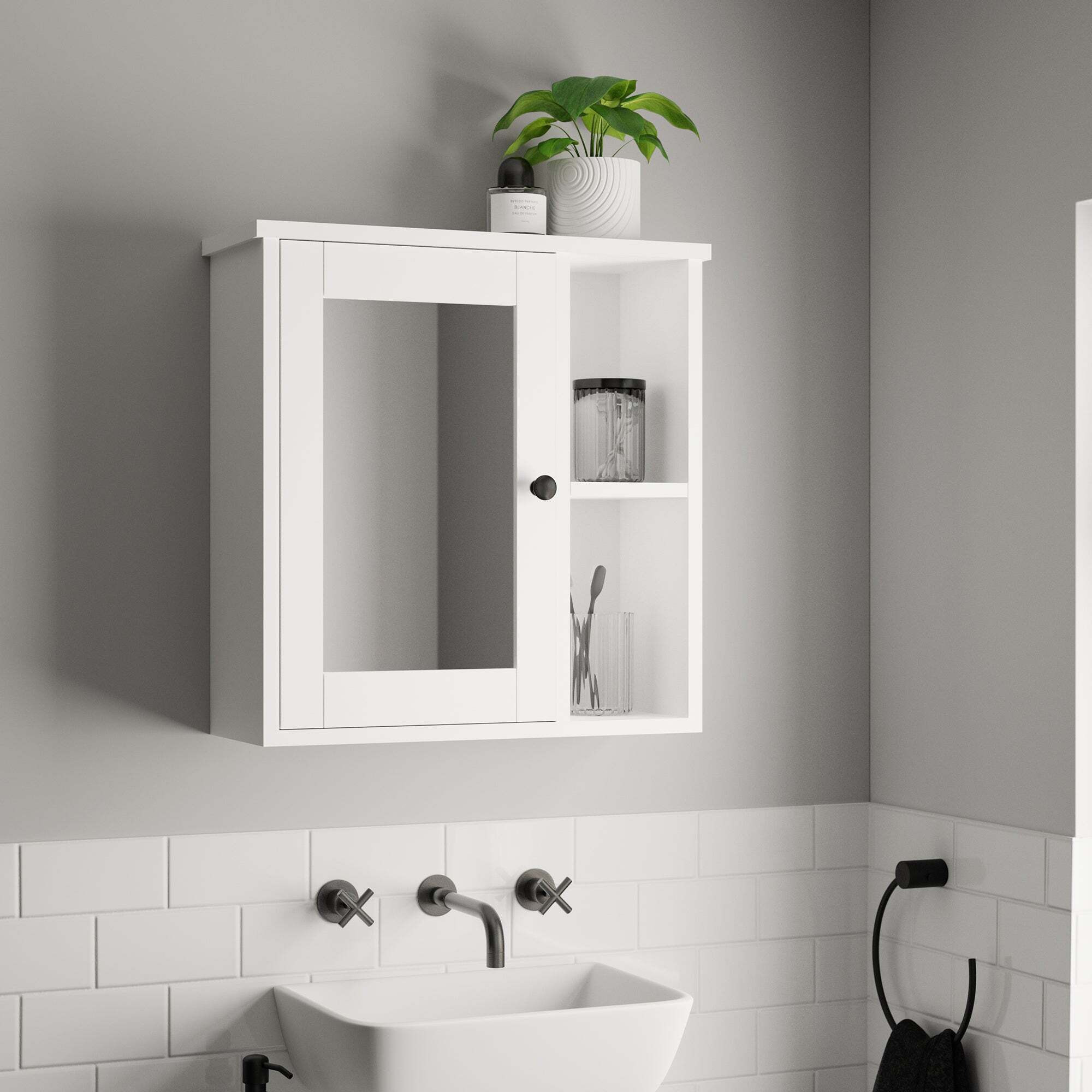 Lynton White Compact Bathroom Wall Cabinet White by Dunelm | ufurnish.com