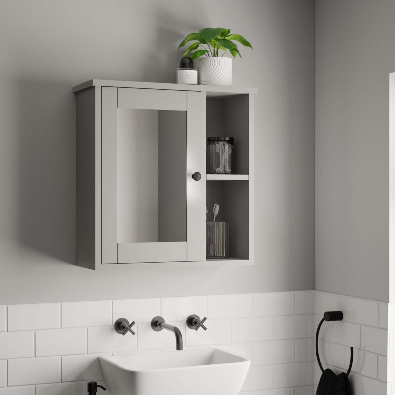 Lynton Grey Compact Bathroom Wall Cabinet Grey by Dunelm | ufurnish.com