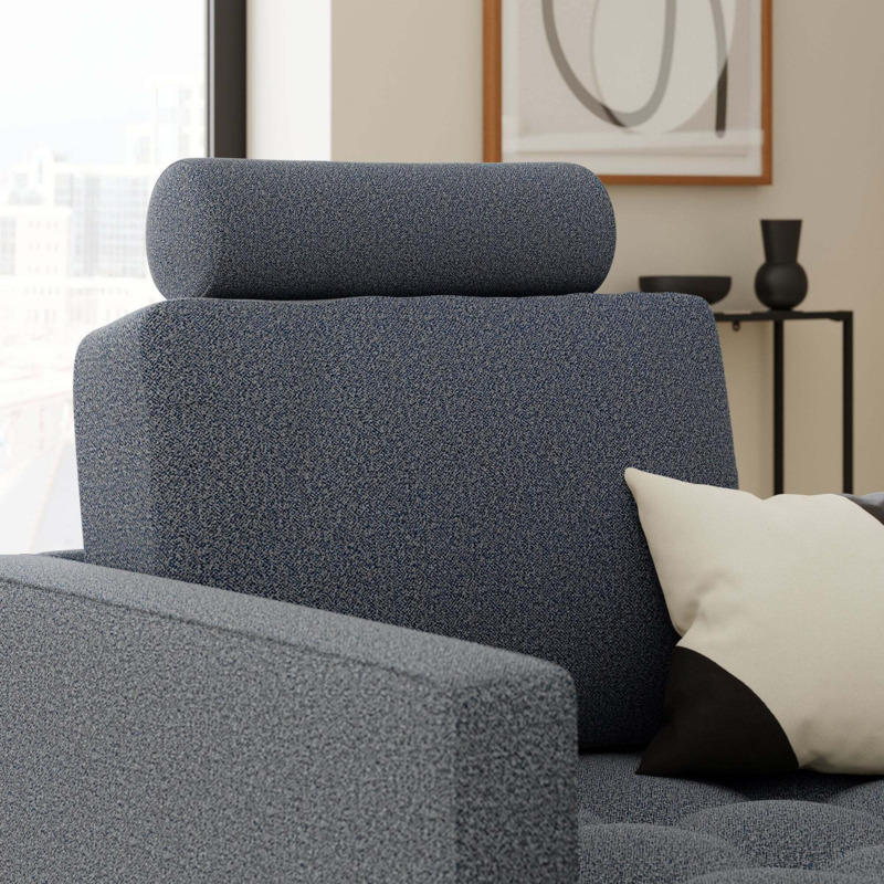 Zoe Boucle Headrest Navy Blue by Dunelm