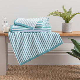 Kingfisher and Mint Striped Towel Blue/White