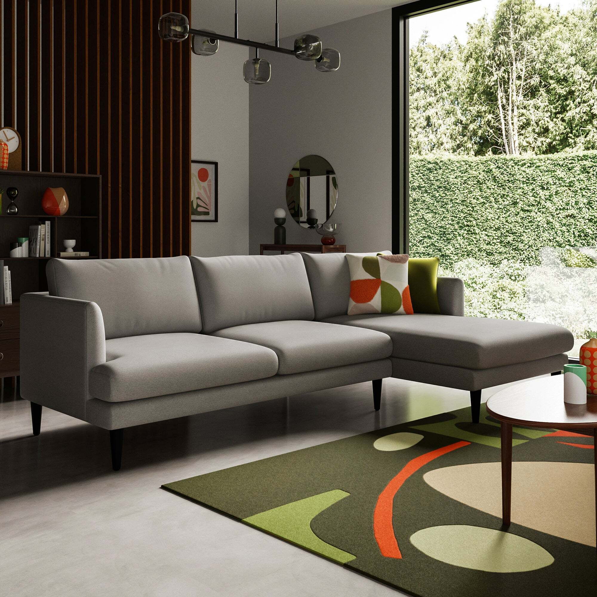 Reuben Brushed Marl Corner Sofa Grey by Dunelm