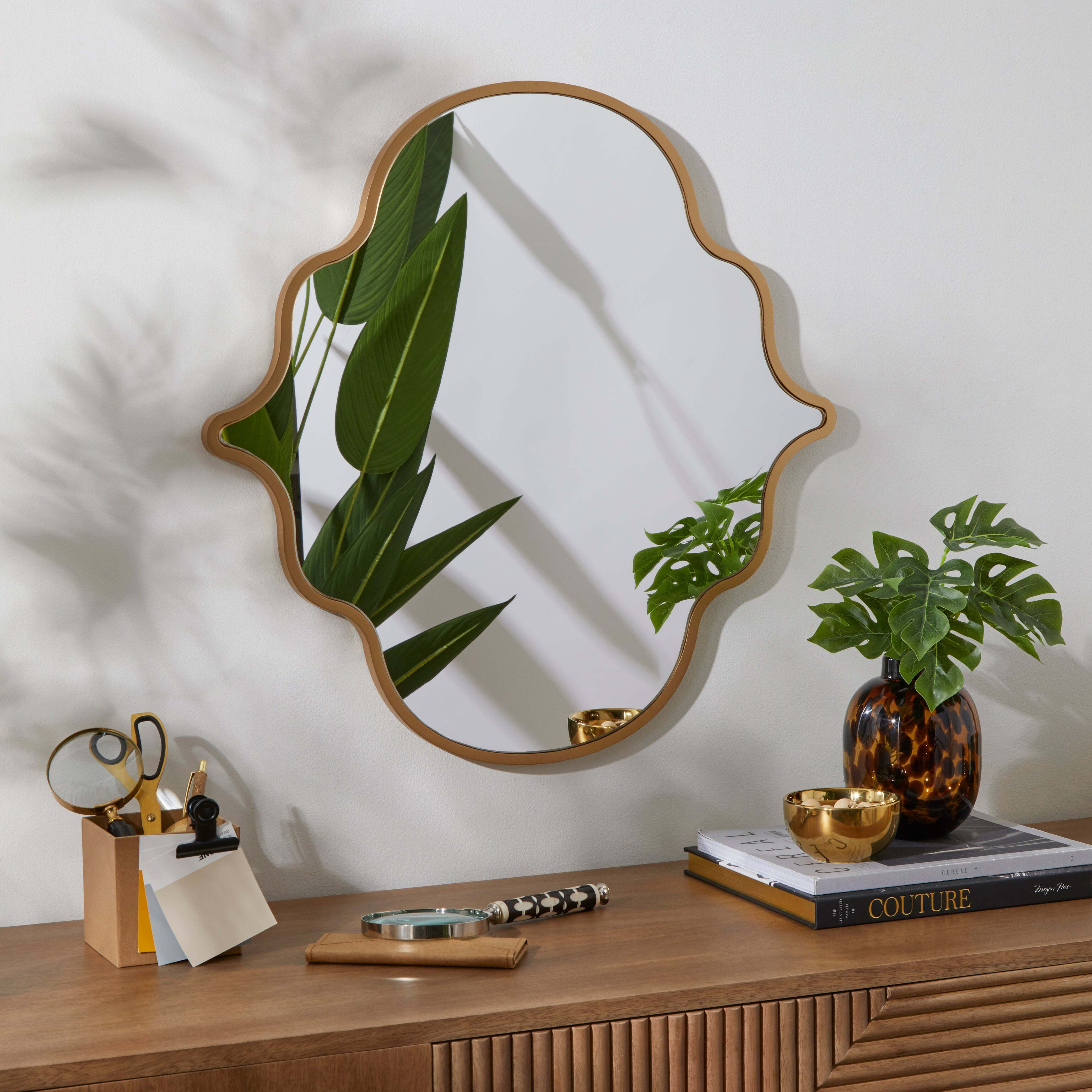 Moroccan Decorative Wall Mirror, 60cm Gold Effect by Dunelm