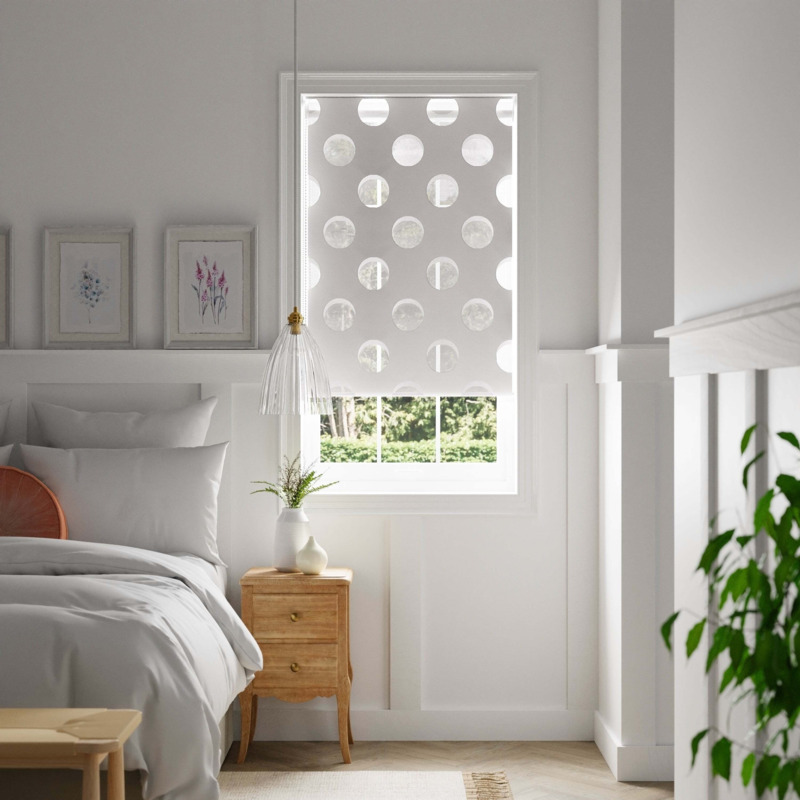 Spotty Day and Night White Roller Blind White by Dunelm