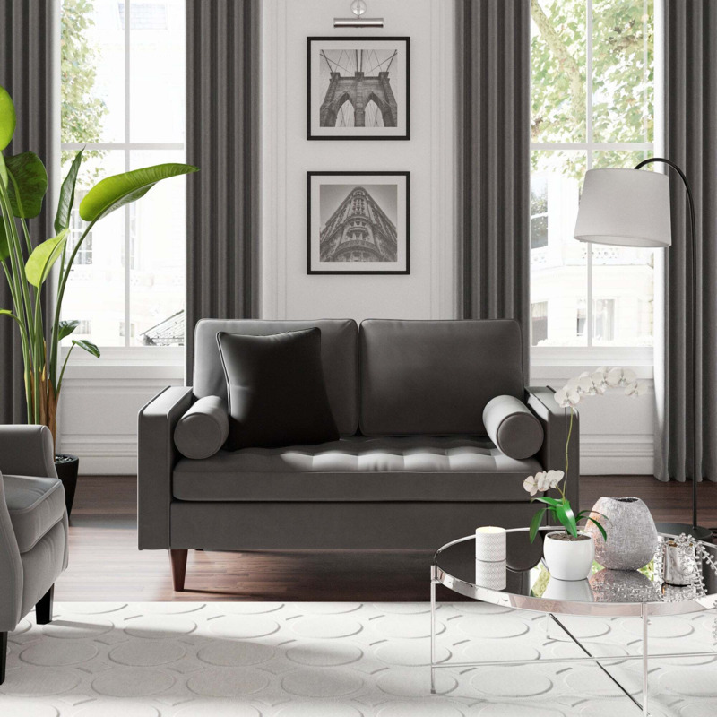 Alfie Velvet 2 Seater Sofa Dark Grey by Dunelm