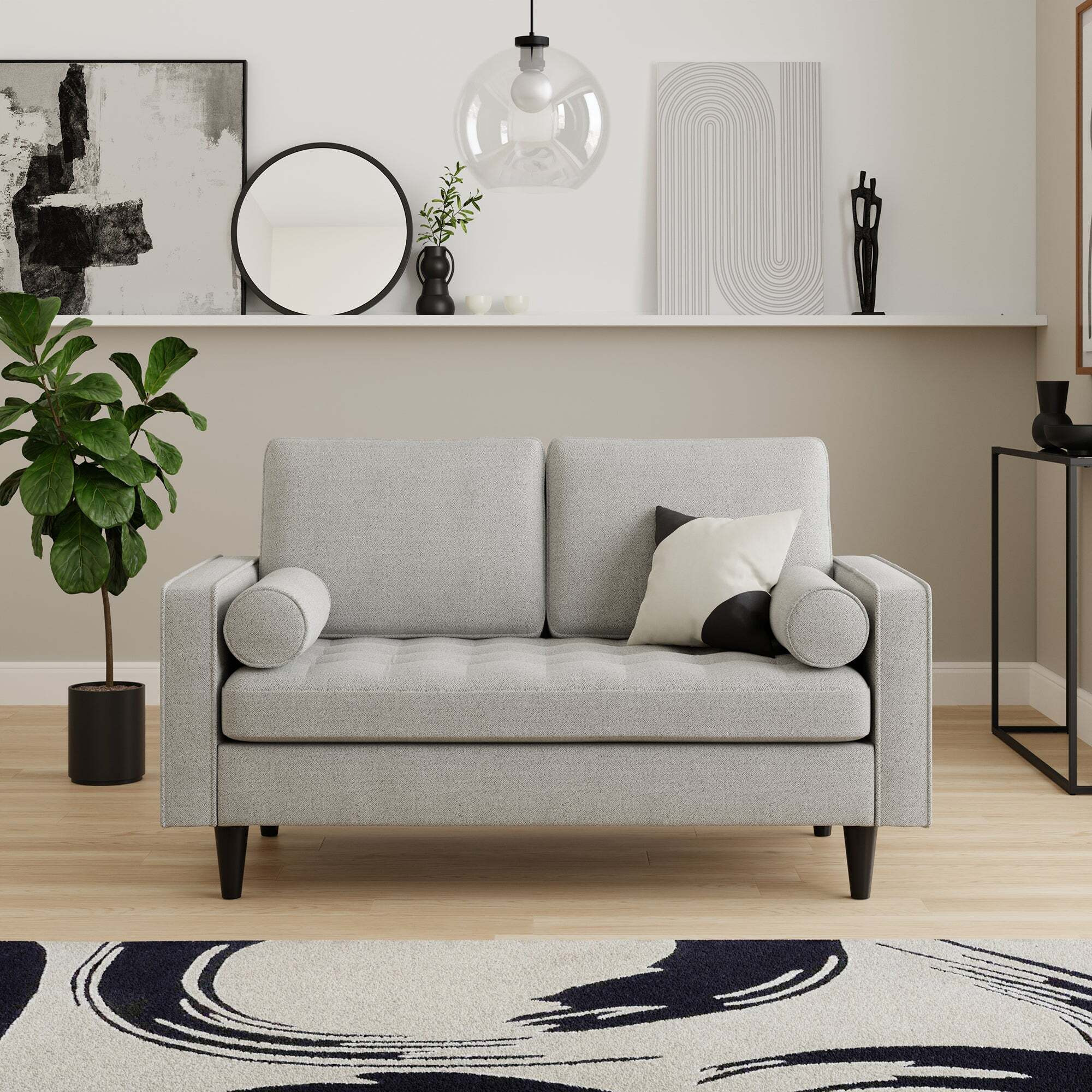 Alfie Boucle 2 Seater Sofa Light Grey by Dunelm