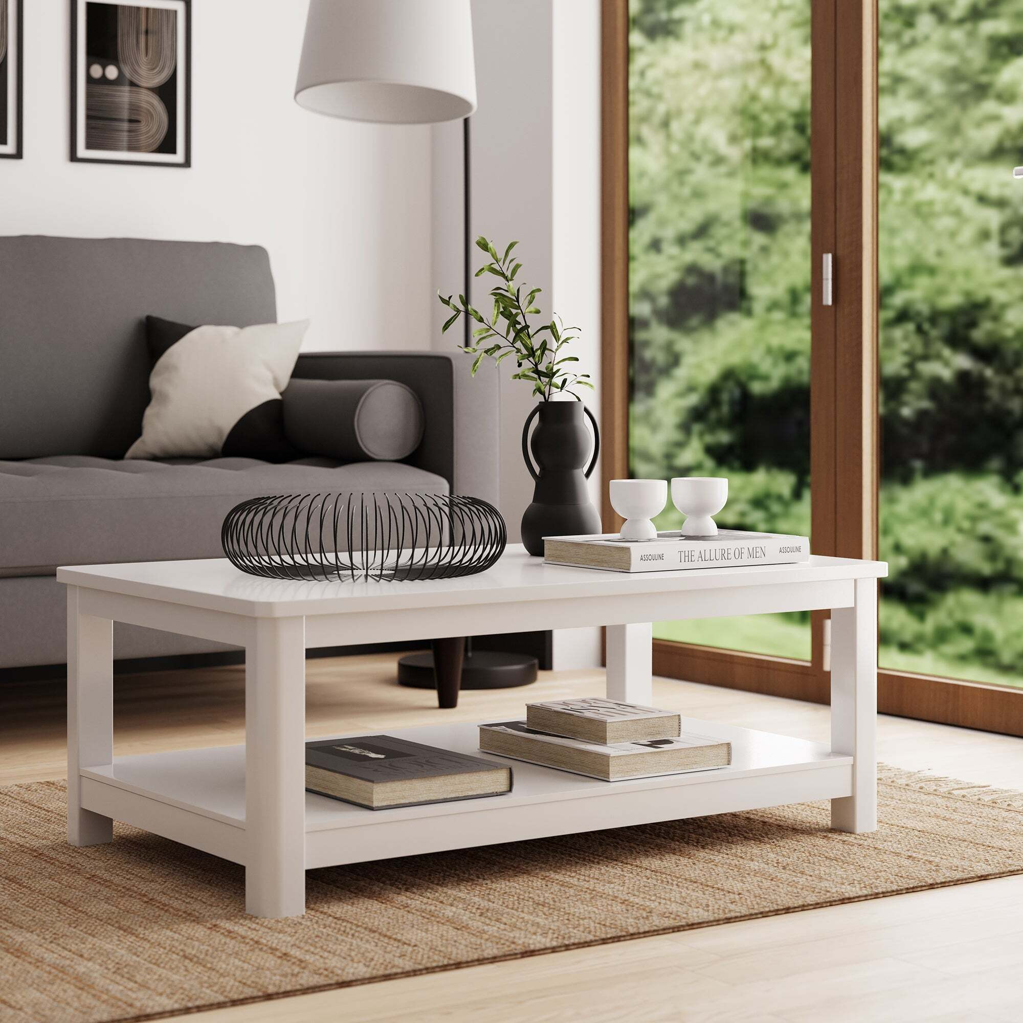 Larson Compact Coffee Table White White by Dunelm | ufurnish.com