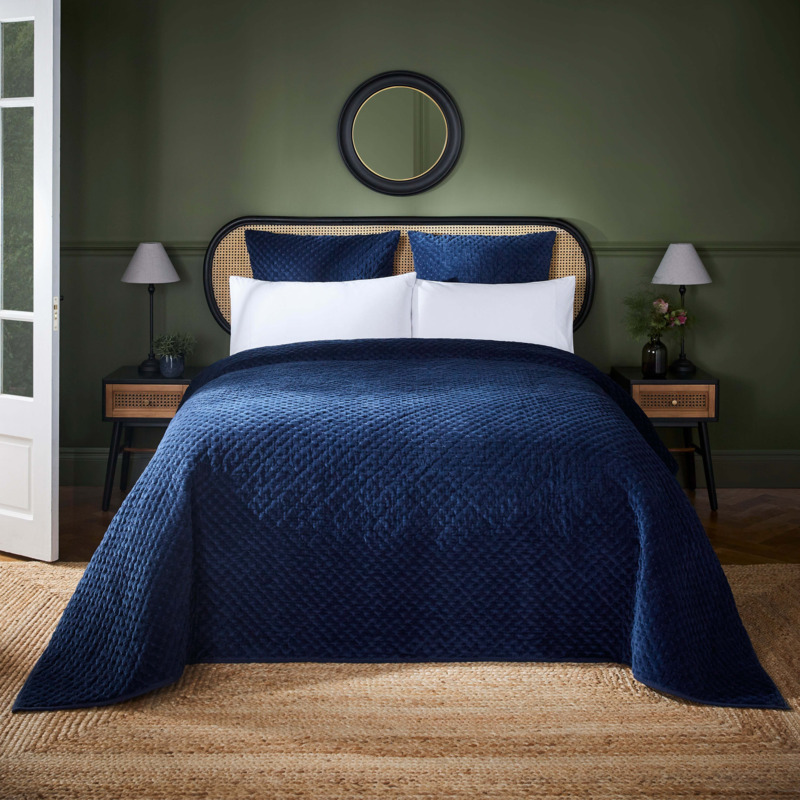 Dorma Purity Navy Genevieve Bedspread Navy Blue by Dunelm