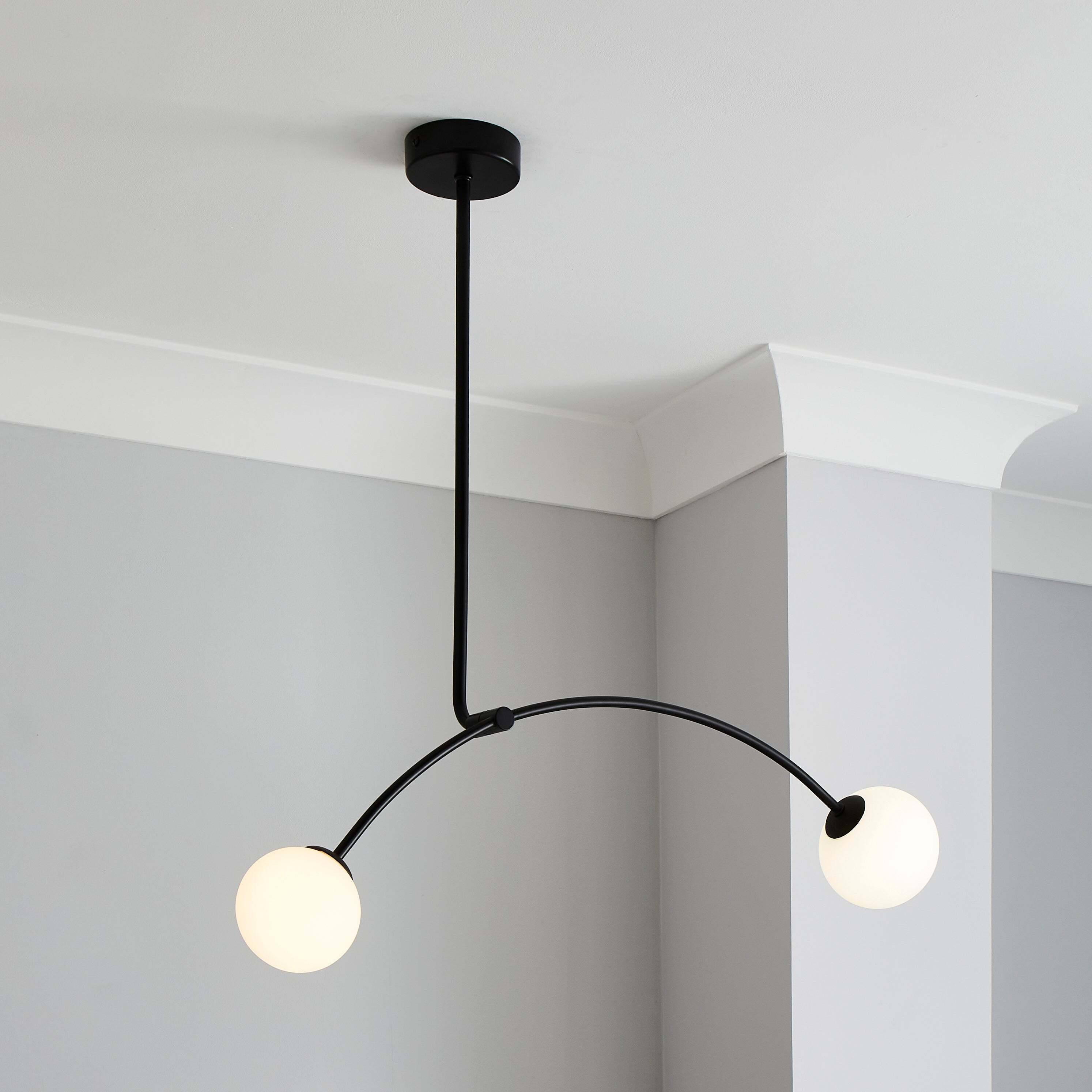 Gigi 2 Light Ceiling Fitting Black Black and white by Dunelm | uFurnish.com