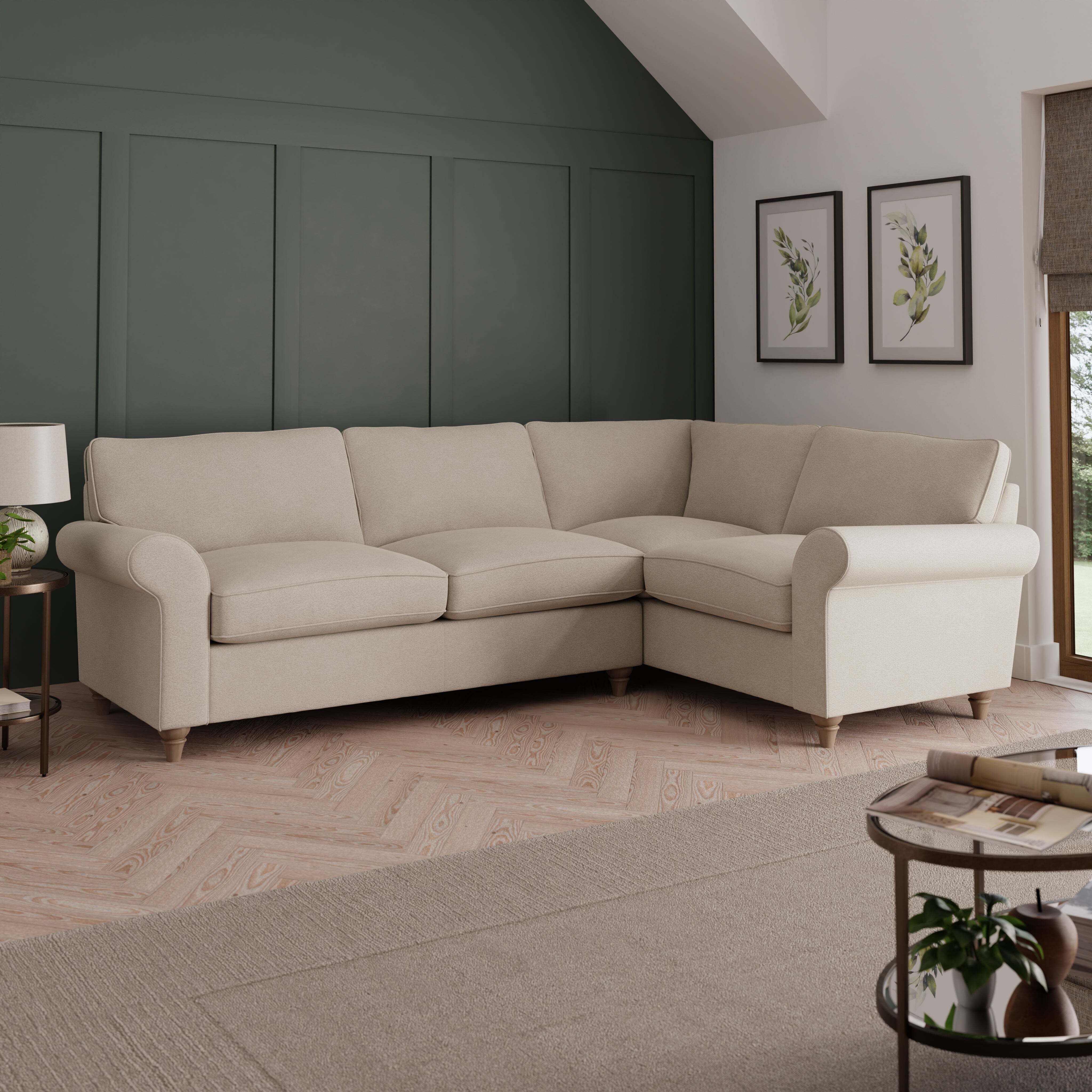 Rosa Soft Chenille Large Corner Sofa Sandstone by Dunelm