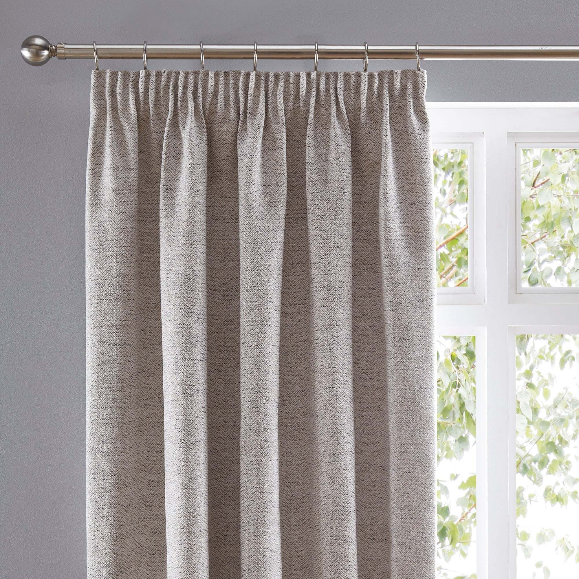 Churchgate Swithland Herringbone White Pencil Pleat Curtains White by
