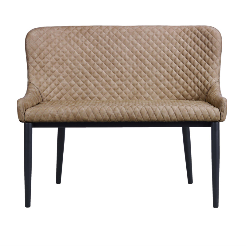 Montreal 2 Seater Dining Bench Seat, Faux Leather Brown by Dunelm