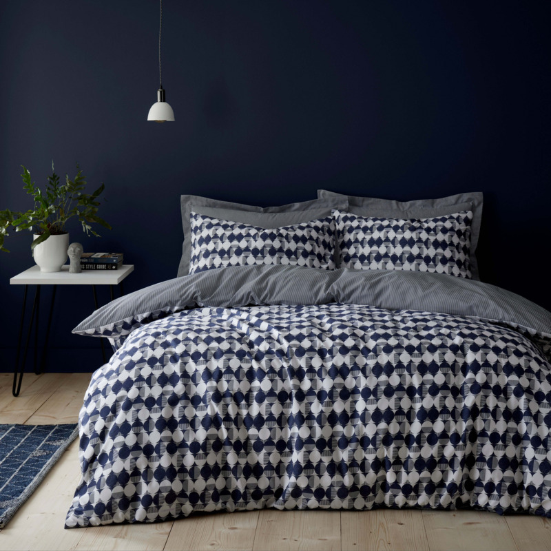 Elements Cove Blue Duvet Cover and Pillowcase Set Blue by Dunelm