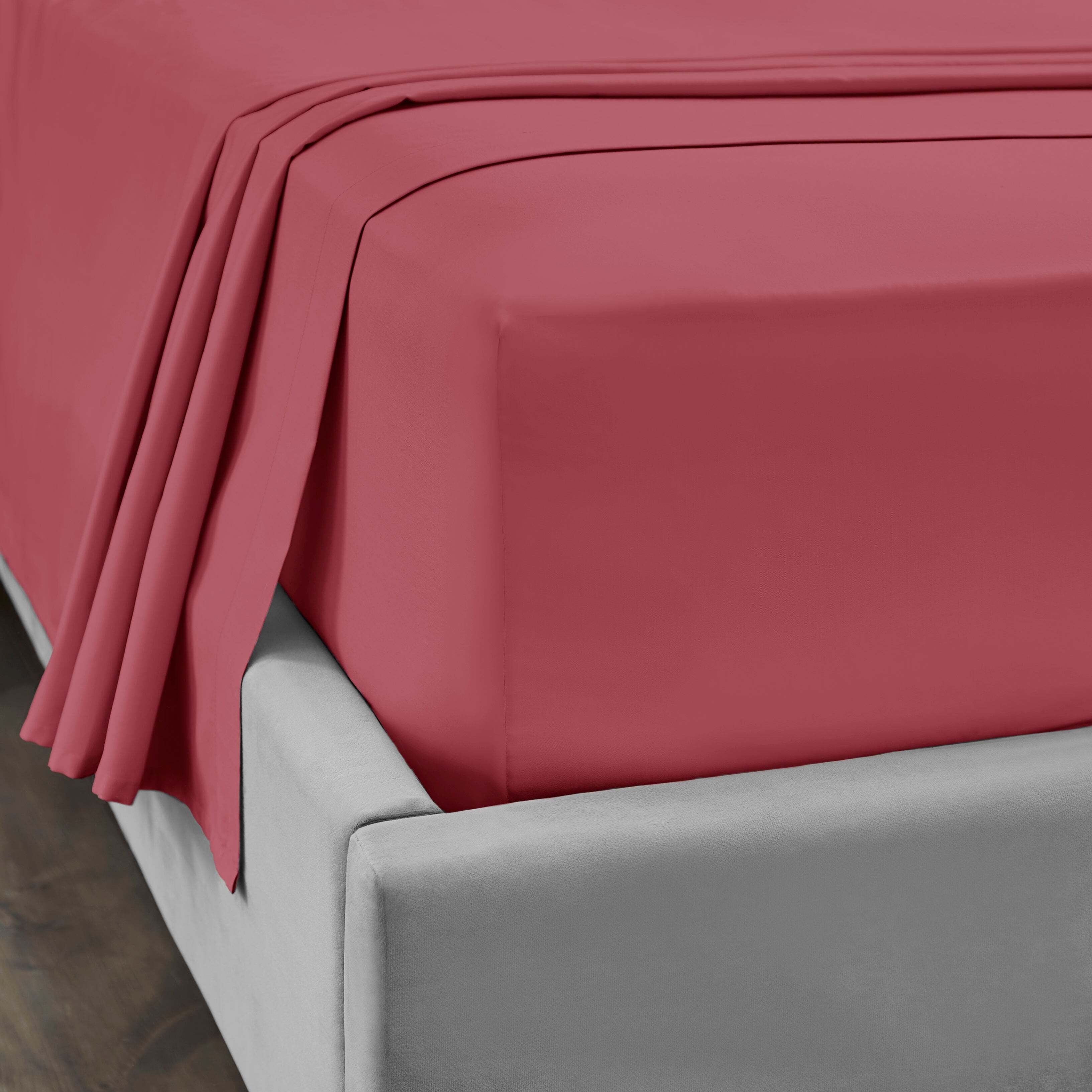 Dorma 300 Thread Count 100 Cotton Sateen Plain Fitted Sheet Pink by