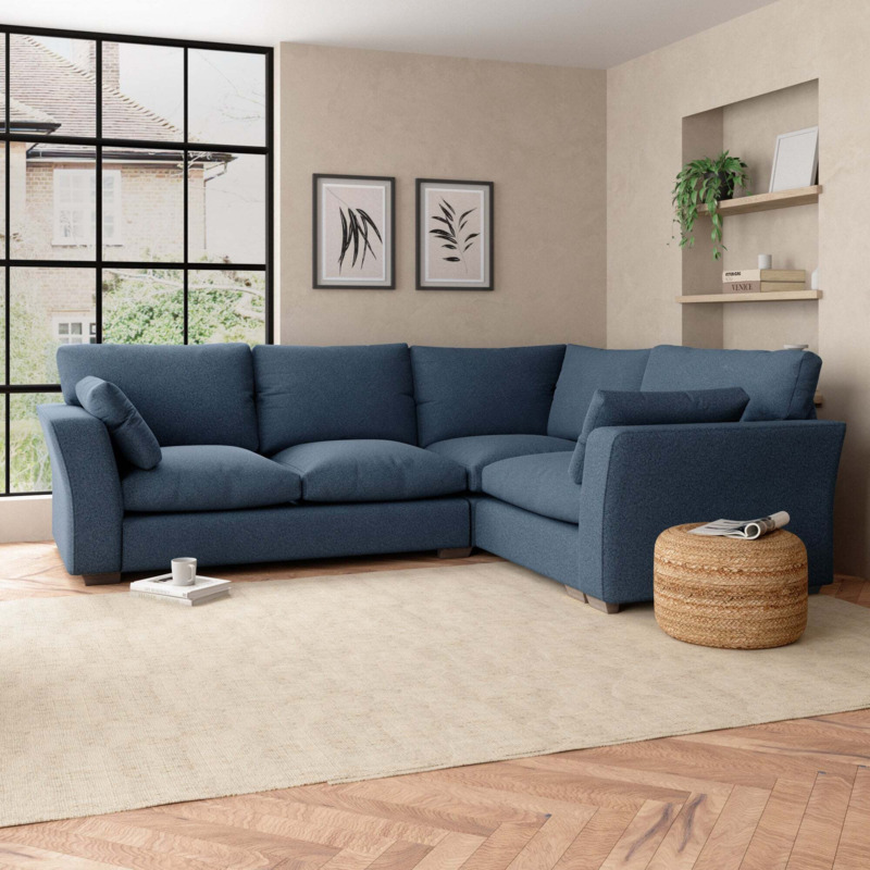Blakeney Corner Sofa Navy Blue by Dunelm