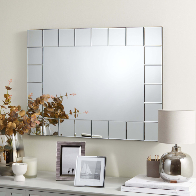 Mosaic Wall Mirror, 55x75cm Silver by Dunelm