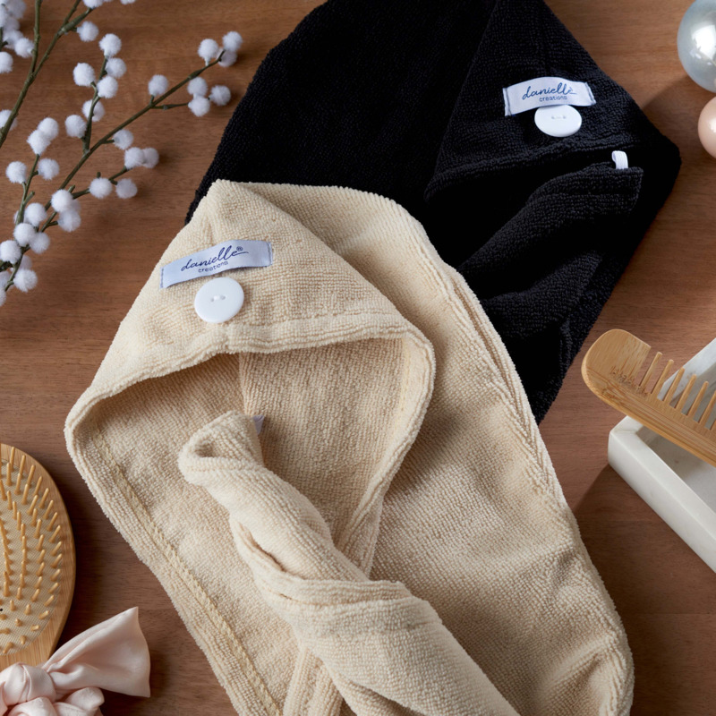 Dunelm Danielle 2 Pack Beige Turban Hair Towels, 6cm x 14cm x 18.5cm Pink by Dunelm