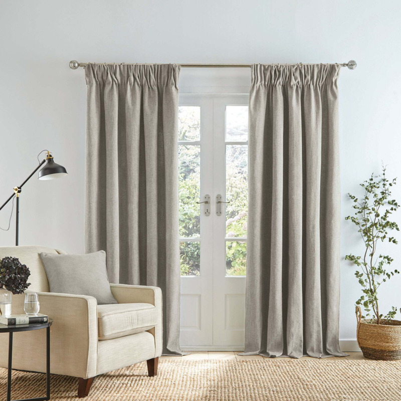 Wynter Sandstone Thermal Pencil Pleat Curtains Beige by Dunelm ...