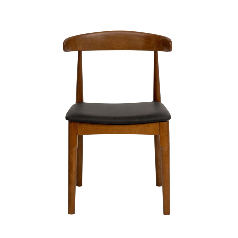 Elements Alva Dining Chair, Black Faux Leather Black/Brown by Dunelm