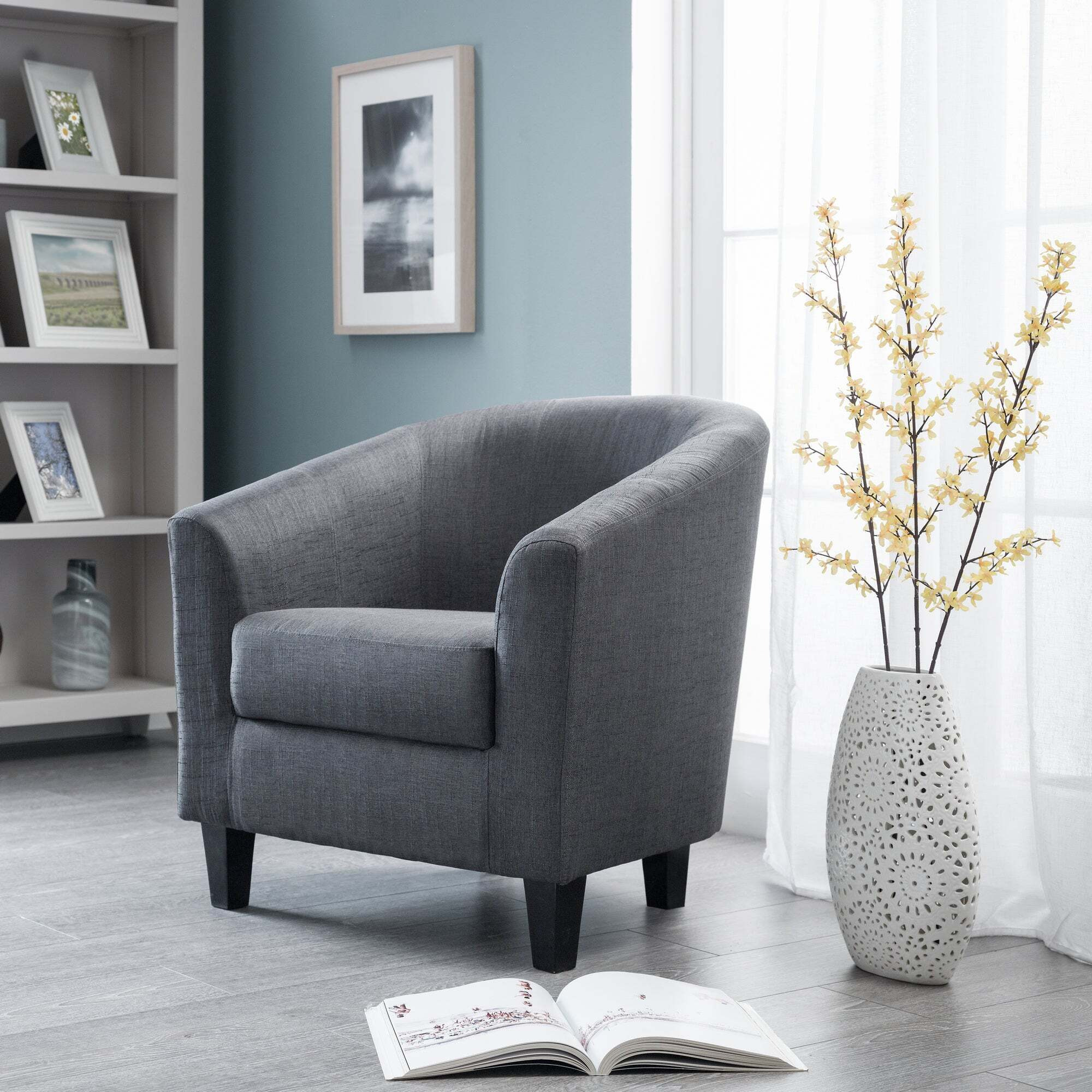 Hugo Linen Tub Chair Grey by Dunelm