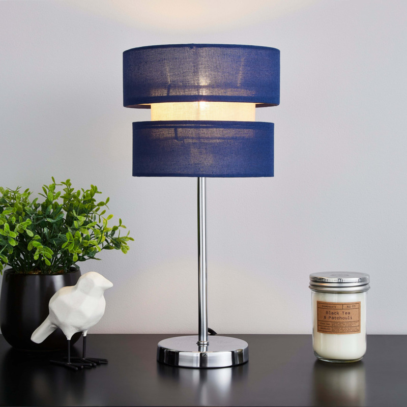Frea Navy Table Lamp Navy Blue by Dunelm