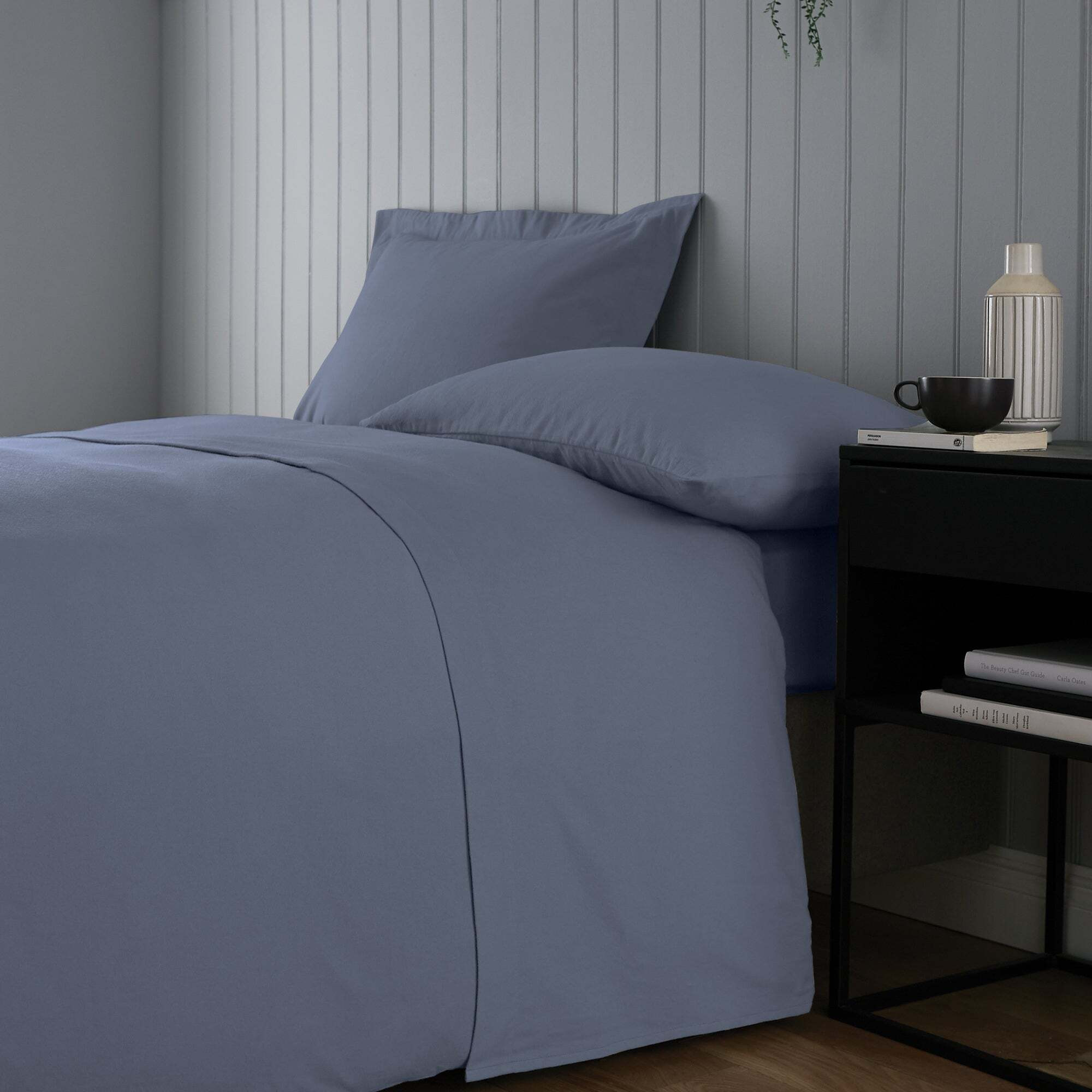 Simply 100 Brushed Cotton Flat Sheet Blue by Dunelm