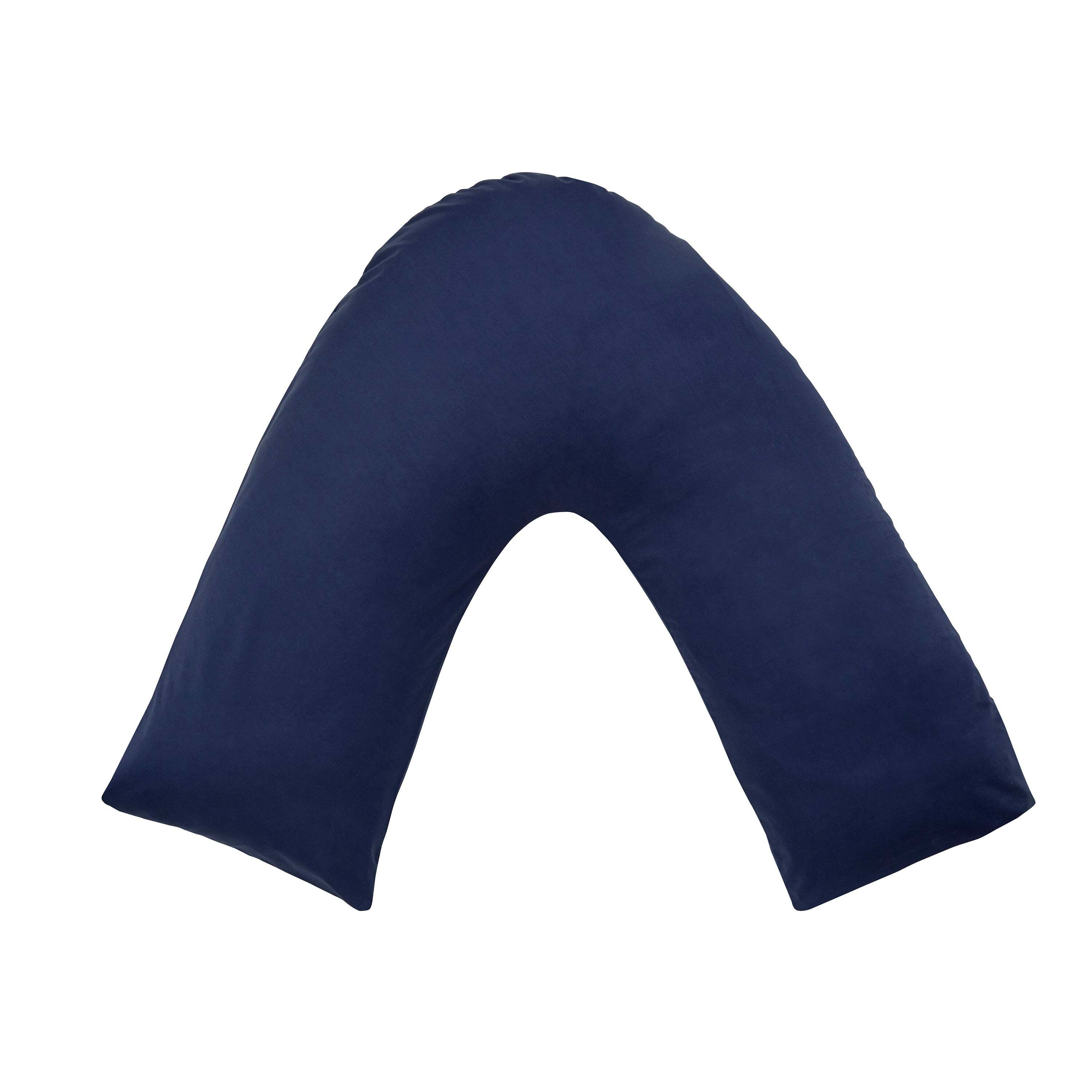 Pure Cotton VShaped Pillowcase Navy by Dunelm