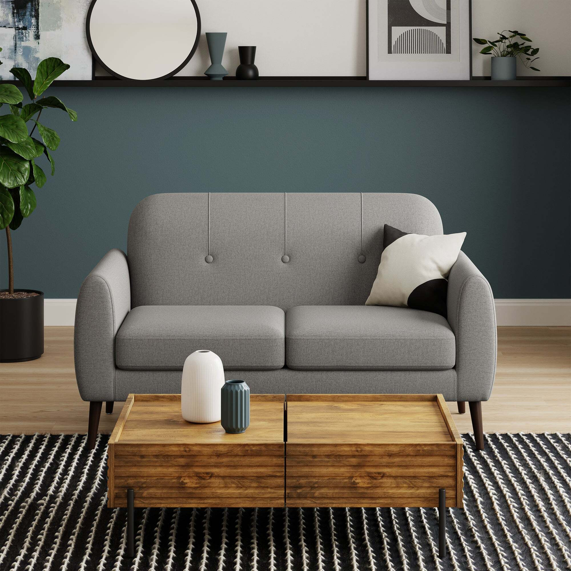 Crombie Flatweave 2 Seater Sofa in a Box Dove Grey Light Grey by Dunelm