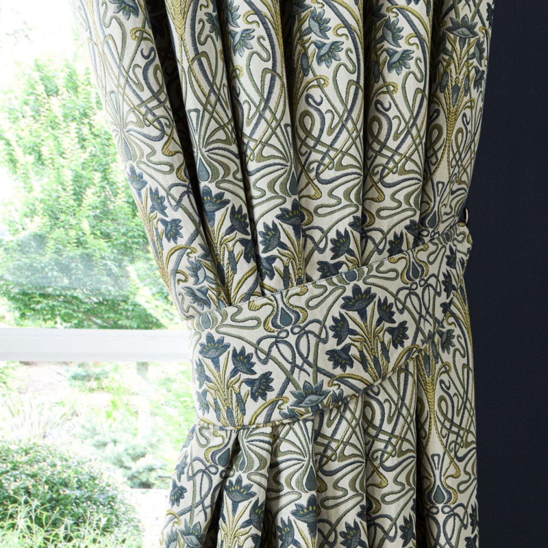 Lucetta Prussian Blue Tiebacks Blue/White/Green by Dunelm