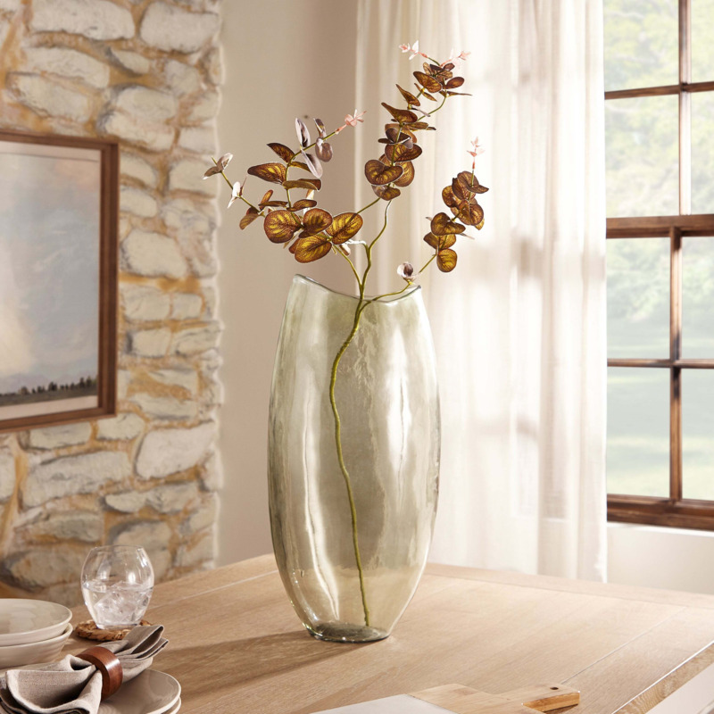 Recycled Glass Tall Vase 47cm Green by Dunelm